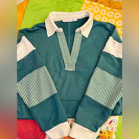 Altar'd State Green & Cream Top Wonen’s Sz M - Picture 4 of 7